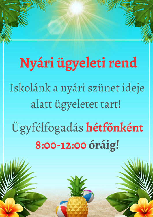 Nyári ügyeleti rend! - 2026