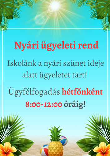 Nyári ügyeleti rend! - 2026