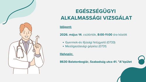 Egészségügyi, pályaalkalmassági vizsgálat - 2026
